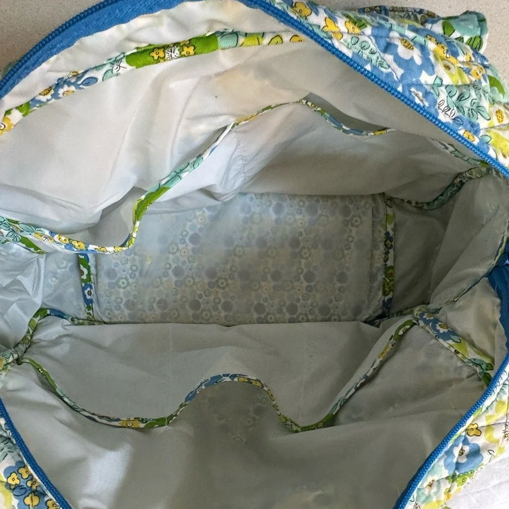 VERA BRADLEY Quilted Floral Diaper Bag English Meadow Green Changing Pad Large